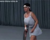 Tennis milena-velba.de huge boobs tits busty extreme breast natural funny